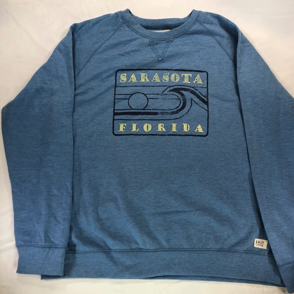 Salt Creek Apparel Sarasota Florida Sweatshirt Mens Large Blue Raglan Pullover